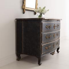 18th c Swedish Rococo Period Black Painted Commode with Original Brass Hardware - 3367445
