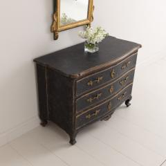 18th c Swedish Rococo Period Black Painted Commode with Original Brass Hardware - 3367447