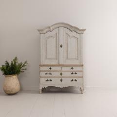 18th c Swedish Rococo Period Painted Linen Press Cabinet - 3367455