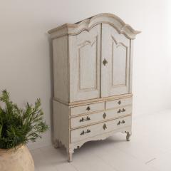 18th c Swedish Rococo Period Painted Linen Press Cabinet - 3367459