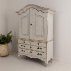 18th c Swedish Rococo Period Painted Linen Press Cabinet - 3367460