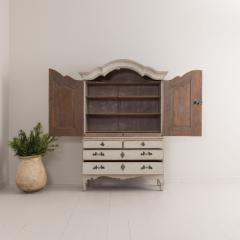 18th c Swedish Rococo Period Painted Linen Press Cabinet - 3367462
