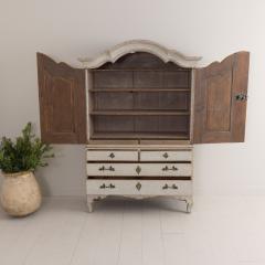18th c Swedish Rococo Period Painted Linen Press Cabinet - 3367463