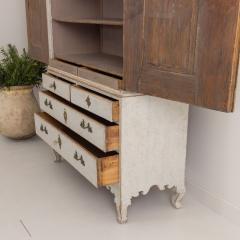 18th c Swedish Rococo Period Painted Linen Press Cabinet - 3367465