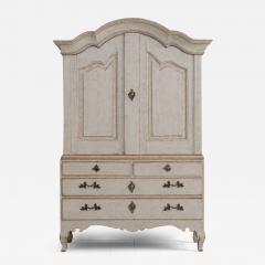18th c Swedish Rococo Period Painted Linen Press Cabinet - 3372310