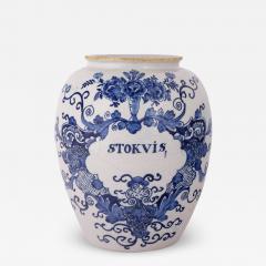 18th century Dutch Delft Jar Inscribed Stokvis - 4568601