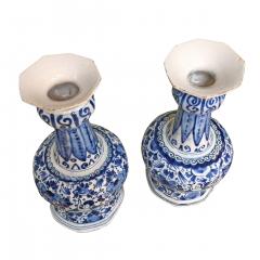 18th century Dutch Delft vases with cupids and flowers - 4565669