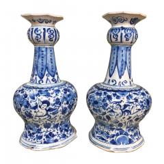18th century Dutch Delft vases with cupids and flowers - 4565672