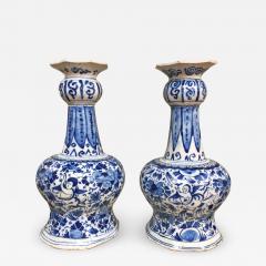 18th century Dutch Delft vases with cupids and flowers - 4568596