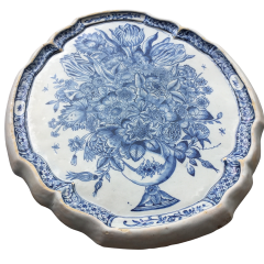 18th century Dutch Delftware plaque with old master still life of flowers - 4573065