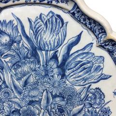 18th century Dutch Delftware plaque with old master still life of flowers - 4573069