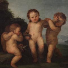 18th century Italian Rococo painting Cherubs Game - 4256721