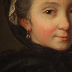 18th century Italian painting portrait of a young lady - 4325123