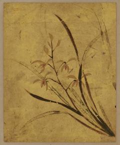 18th century Japanese floral paintings Pigment on gold leaf Set of 5 - 3787687