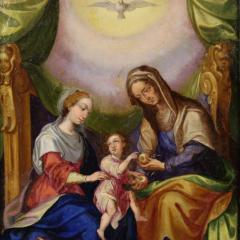 18th century copper painting Saint Anne the Virgin and Child - 4251475