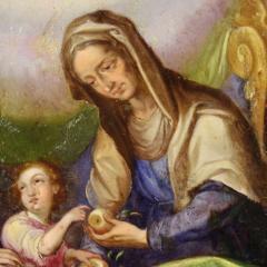18th century copper painting Saint Anne the Virgin and Child - 4251480