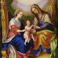 18th century copper painting Saint Anne the Virgin and Child - 4251482