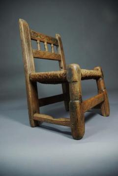 18th century folk art pine spindle back childs chair - 4780389