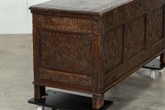 18thC English Carved Oak Coffer - 3838560