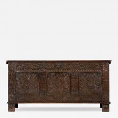 18thC English Carved Oak Coffer - 3841188