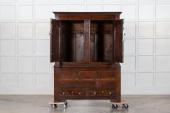 18thC English Oak Livery Cupboard - 3784368