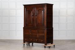 18thC English Oak Livery Cupboard - 3784371