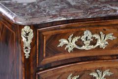 18thc French R gence rosewood serpentine commode with marble top - 4805705