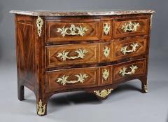 18thc French R gence rosewood serpentine commode with marble top - 4805719