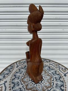 19 5 Yoruba Tribe Kneeling Woman Wood Sculpture - 4406899