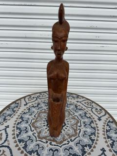 19 5 Yoruba Tribe Kneeling Woman Wood Sculpture - 4406904