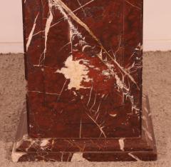 19 Century Pedestal In Royal Red Marble - 3512170