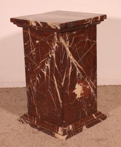 19 Century Pedestal In Royal Red Marble - 3512171