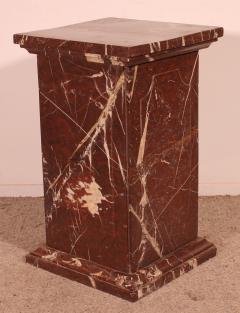 19 Century Pedestal In Royal Red Marble - 3512176