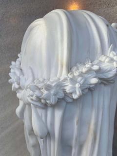 1900 1920 Neapolitan Carrara Marble Bust of Bride with Veil - 2863364