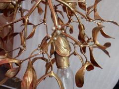 1900 Art Nouveau Gilted Bronze Mistletoe Ball Chandelier Has 3 Lights - 2320144