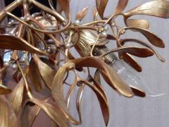 1900 Art Nouveau Gilted Bronze Mistletoe Ball Chandelier Has 3 Lights - 2320145