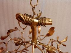 1900 Art Nouveau Gilted Bronze Mistletoe Ball Chandelier Has 3 Lights - 2320167