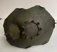 1900 Art Nouveau Patinated Bronze Fruit Basket Japanese Crane And Water Lilies - 3336189
