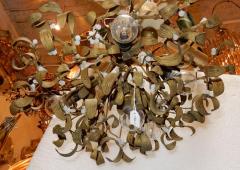 1900 Ball of Mistletoe Art Nouveau Bronze Has five Bulbs and Pearls Opaline - 2433411