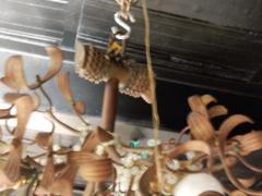 1900 Ball of Mistletoe Bronze Has Five Bulbs and Pearls Opaline - 2392808