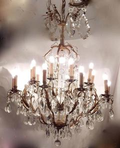 1900 Bronze Cage Chandelier 10 Arms 21 Bulbs - 2346575
