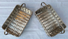 1900 Pair of Presentation Baskets in Silvered Metal from Parisian Palace - 2718469