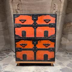 1900s Antique Japanese Tansu Red Cabinets Travel Chests - 3476075
