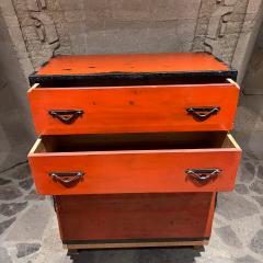 1900s Antique Japanese Tansu Red Cabinets Travel Chests - 3476079