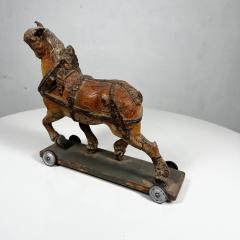1900s Antique Terracotta Horse on Wheeled Platform San Luis Potos Mexico - 3088883