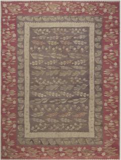 1900s Bessarabian Burgundy Brown and Beige Handmade Wool Rug - 2447997