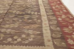 1900s Bessarabian Burgundy Brown and Beige Handmade Wool Rug - 2448001