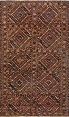 1900s Caucasian Handmade Wool Rug in Beige Blue Brown and Red - 2450000