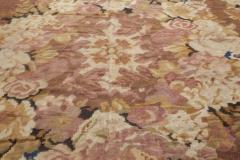 1900s French Aubusson Floral Beige Black Brown Pink Wool Rug - 2450124