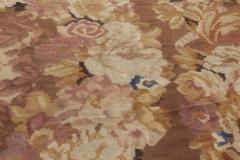 1900s French Aubusson Floral Beige Black Brown Pink Wool Rug - 2450125